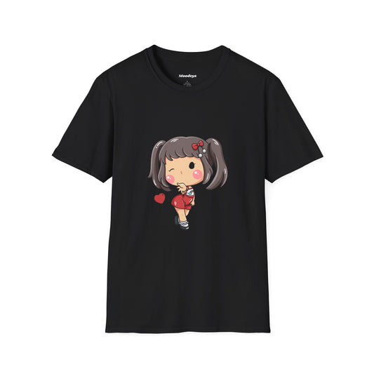 Kawaii Heart Girl Tee | Cute Chibi Graphic Cotton T-Shirt for Girls