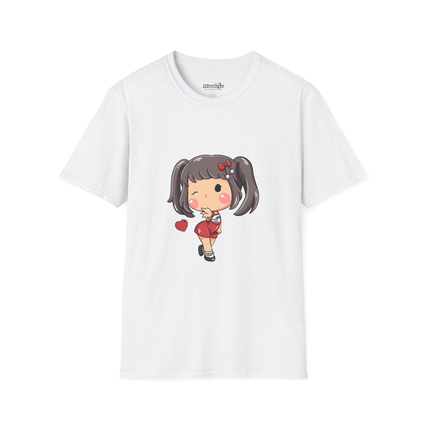 Kawaii Heart Girl Tee | Cute Chibi Graphic Cotton T-Shirt for Girls