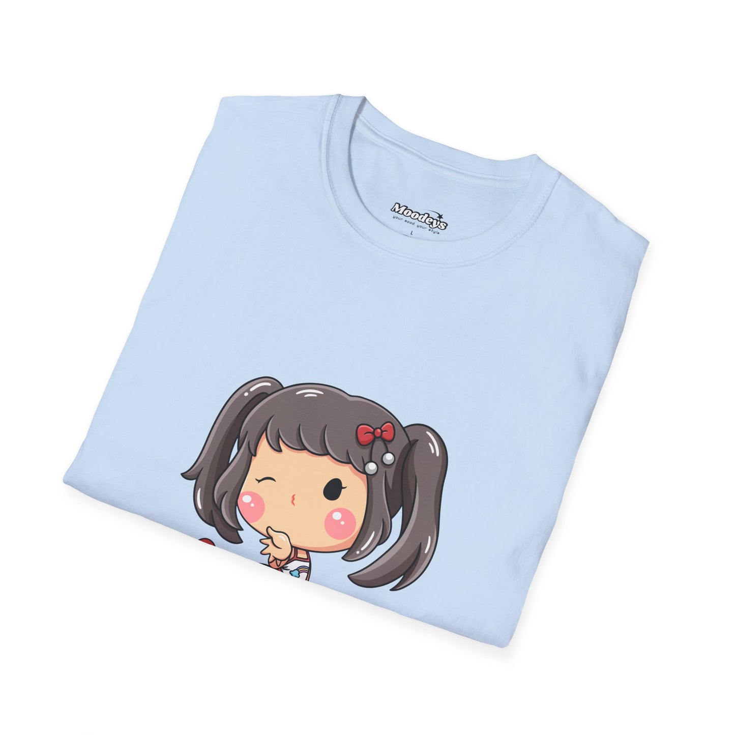 Kawaii Heart Girl Tee | Cute Chibi Graphic Cotton T-Shirt for Girls