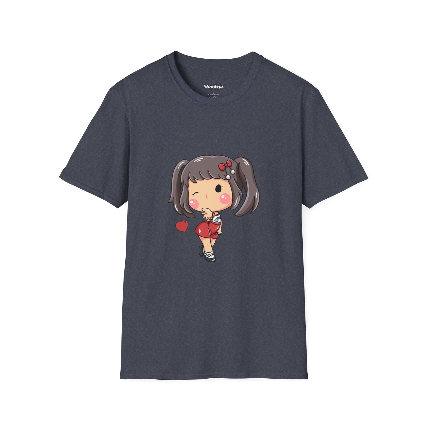 Kawaii Heart Girl Tee | Cute Chibi Graphic Cotton T-Shirt for Girls