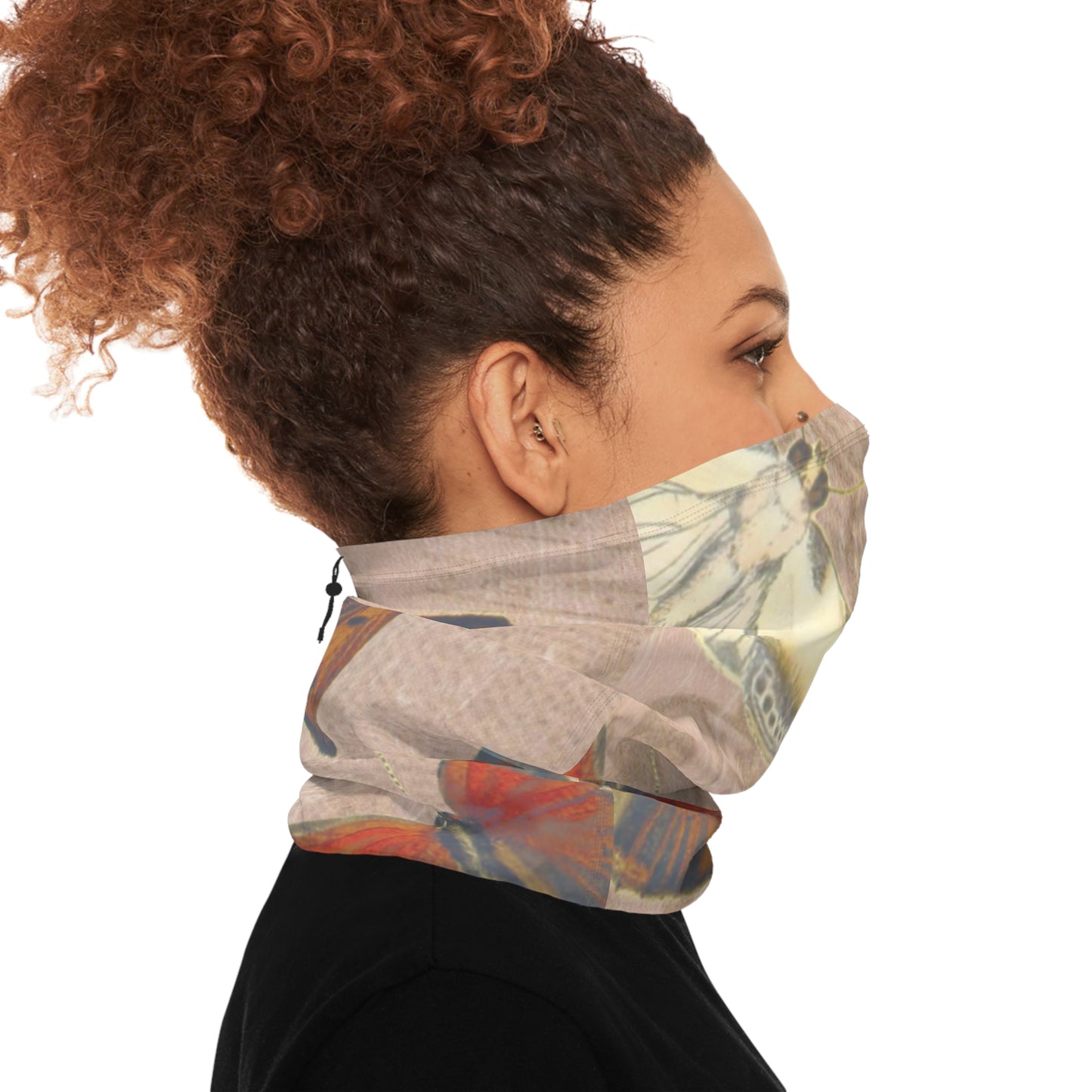Butterfly Vintage Winter Neck Gaiter | Cozy Floral Scarf with Drawstring