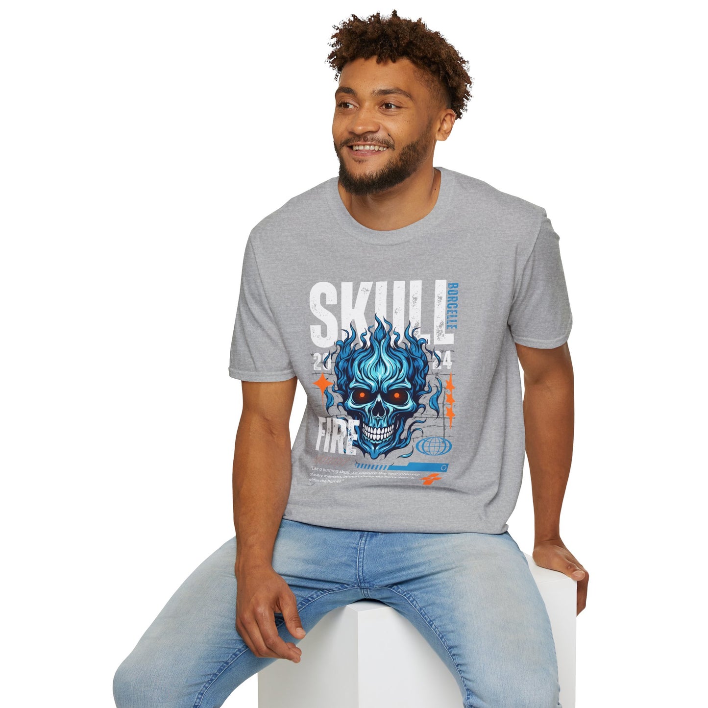 Blue Flame Skull Tee Streetwear | Graphic Cotton T-Shirt for Men & Women