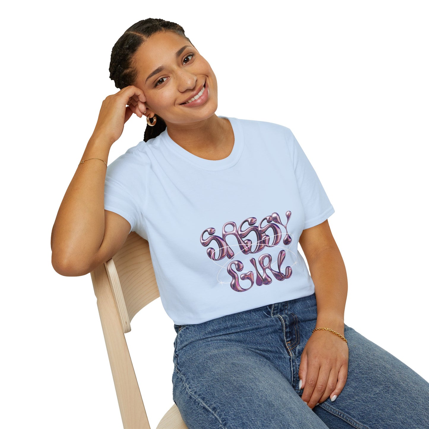 Sassy Girl Tee | Retro Swirl Graphic Cotton T-Shirt for Women