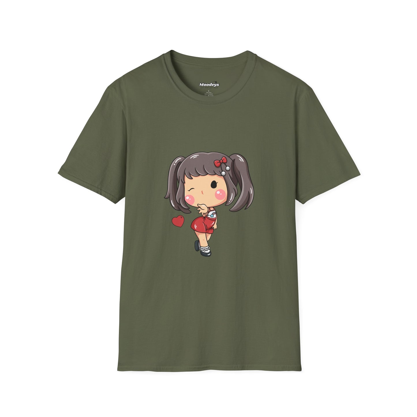 Kawaii Heart Girl Tee | Cute Chibi Graphic Cotton T-Shirt for Girls