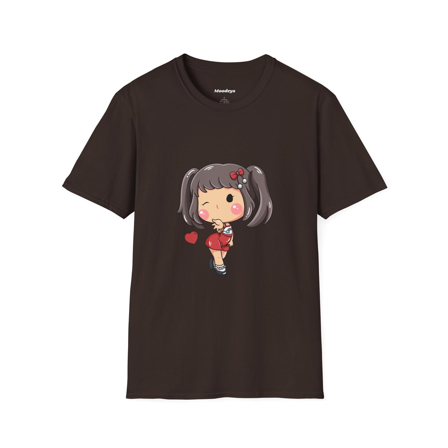 Kawaii Heart Girl Tee | Cute Chibi Graphic Cotton T-Shirt for Girls