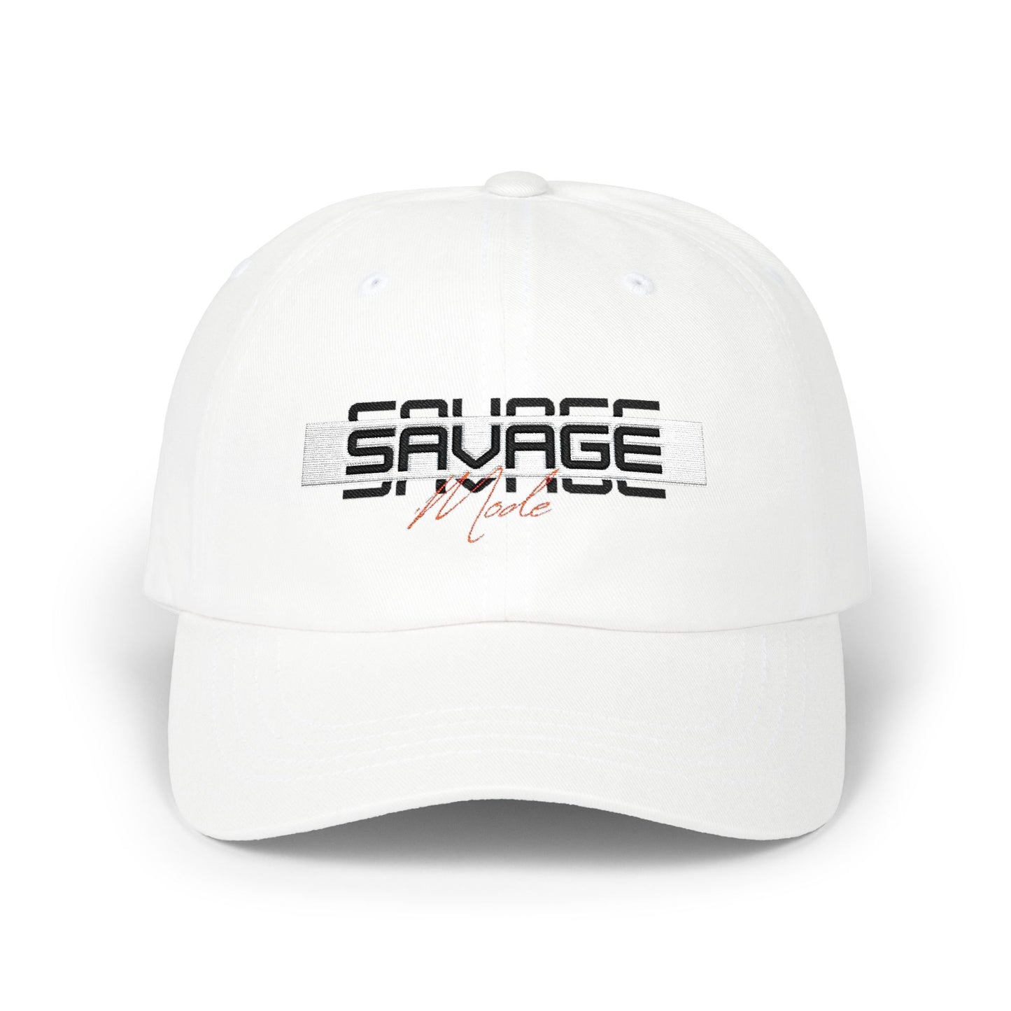 Savage Mode Cap | Minimal Embroidered White Baseball Hat