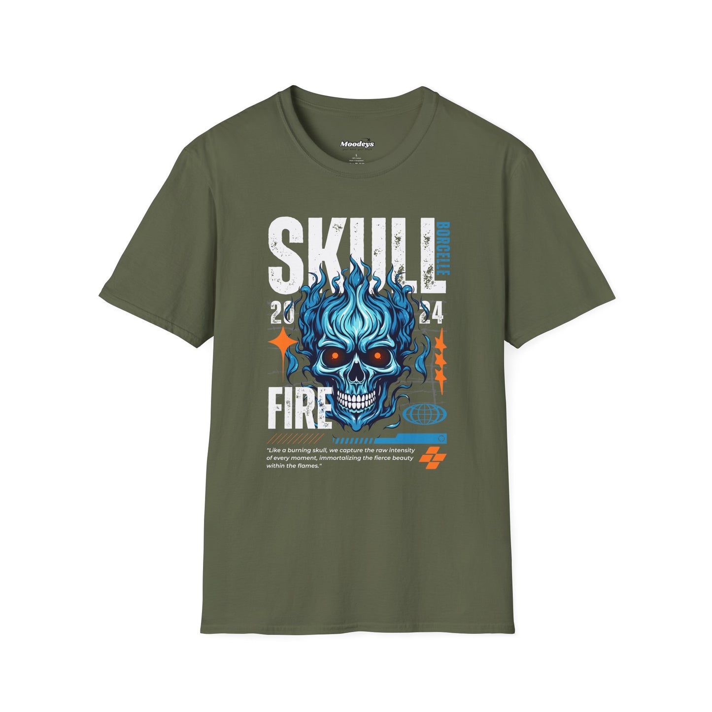 Blue Flame Skull Tee Streetwear | Graphic Cotton T-Shirt for Men & Women