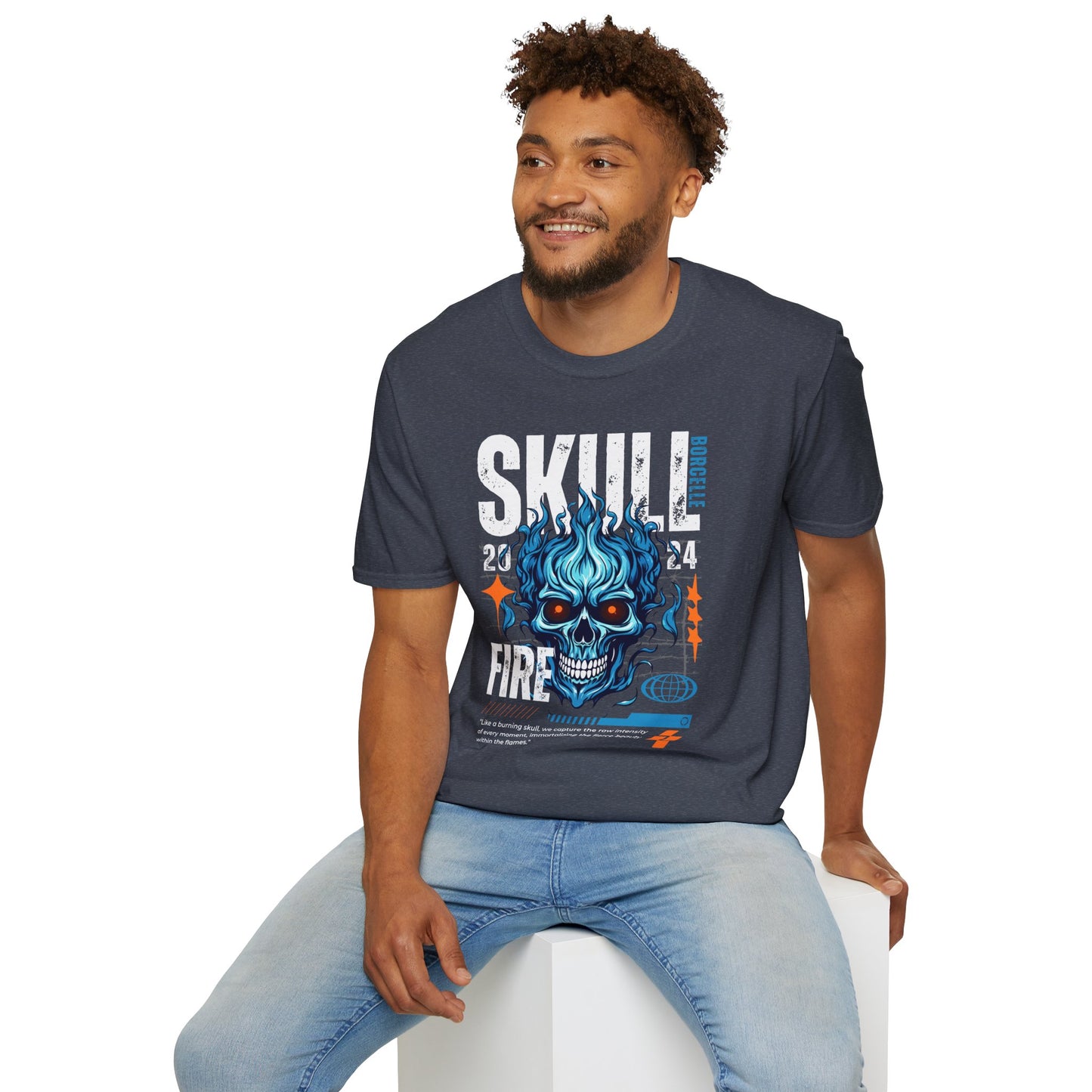 Blue Flame Skull Tee Streetwear | Graphic Cotton T-Shirt for Men & Women