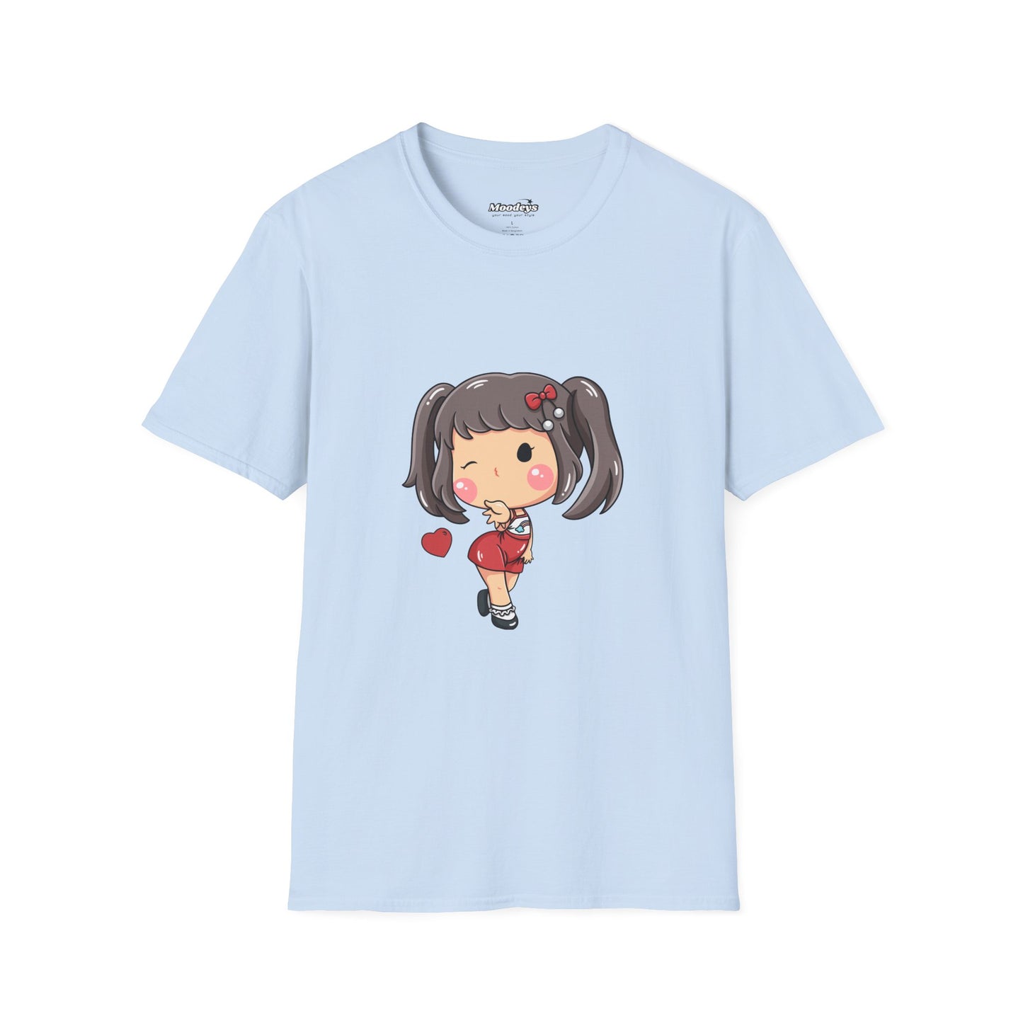 Kawaii Heart Girl Tee | Cute Chibi Graphic Cotton T-Shirt for Girls