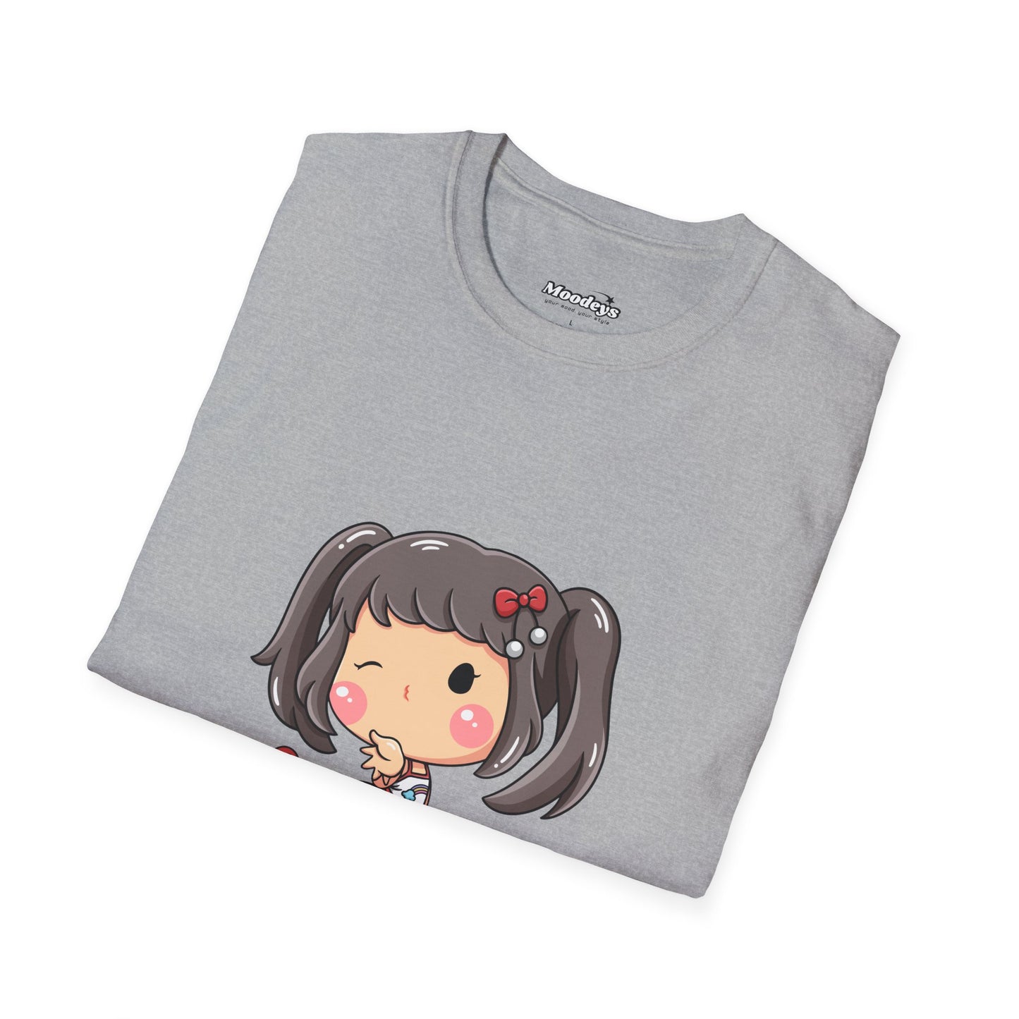 Kawaii Heart Girl Tee | Cute Chibi Graphic Cotton T-Shirt for Girls