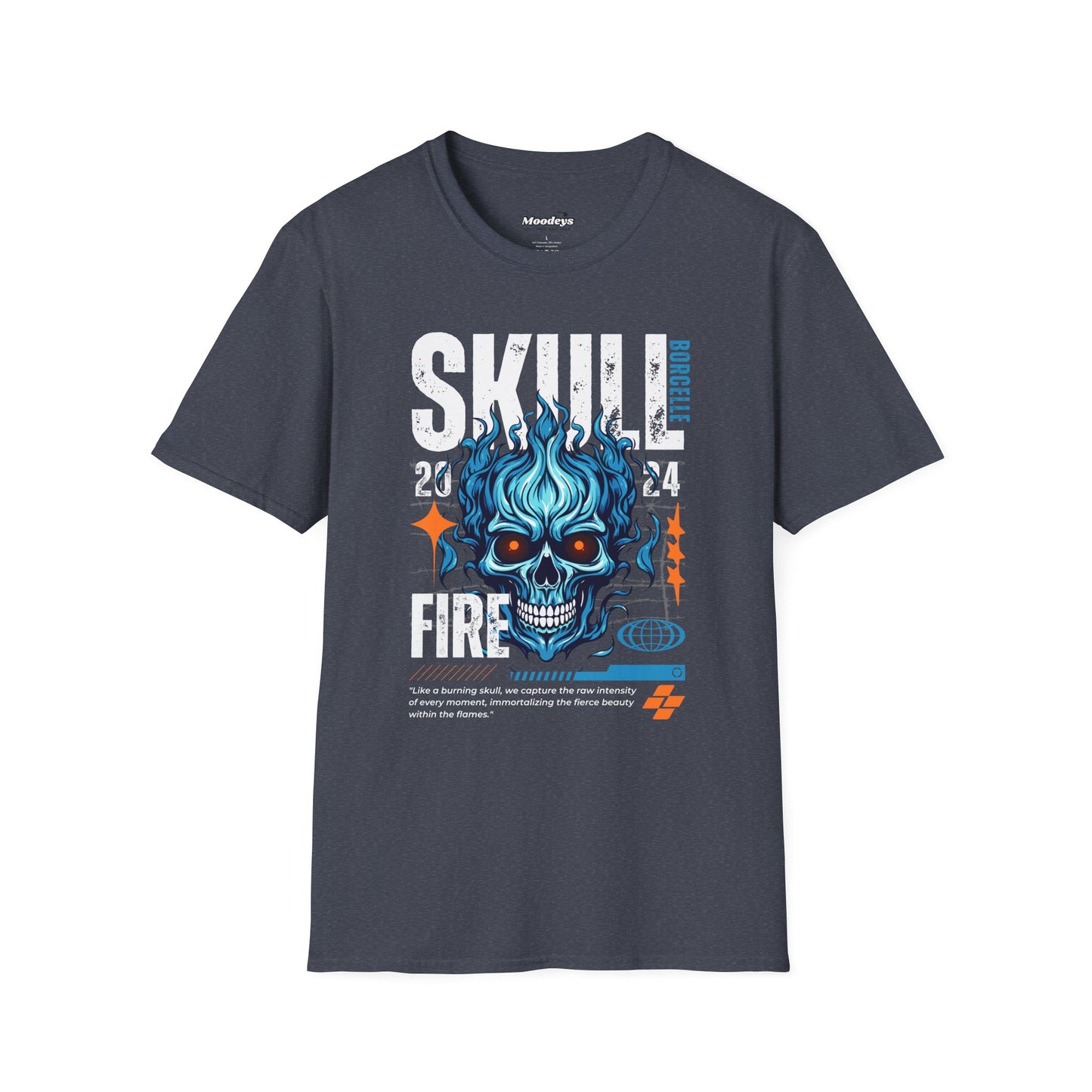 Blue Flame Skull Tee Streetwear | Graphic Cotton T-Shirt for Men & Women