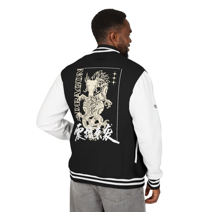 Dragon Graphic Letterman Jacket | Varsity Streetwear with Back Dragon Art