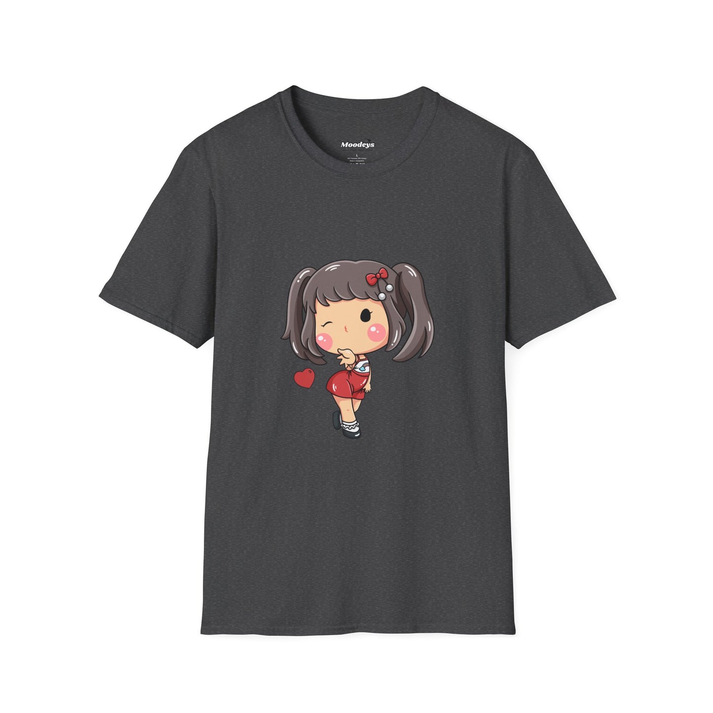 Kawaii Heart Girl Tee | Cute Chibi Graphic Cotton T-Shirt for Girls