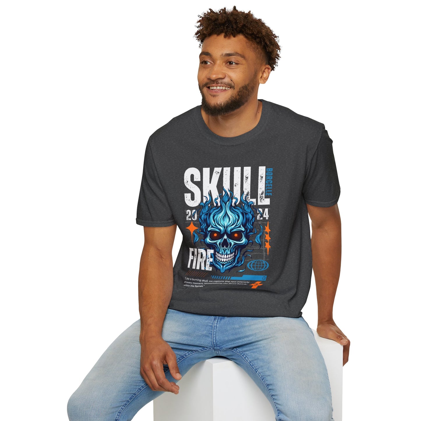 Blue Flame Skull Tee Streetwear | Graphic Cotton T-Shirt for Men & Women