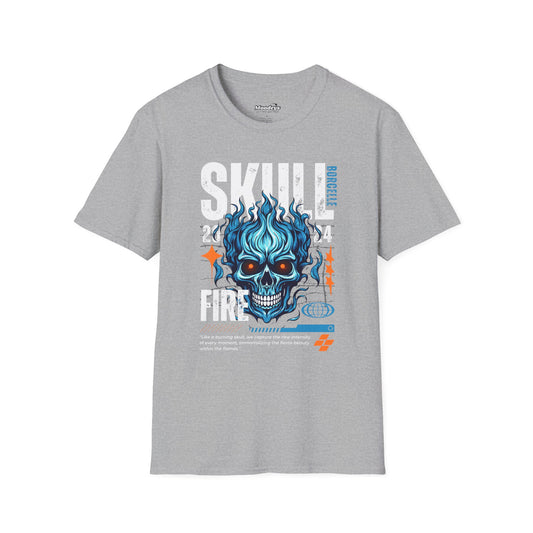Blue Flame Skull Tee Streetwear | Graphic Cotton T-Shirt for Men & Women