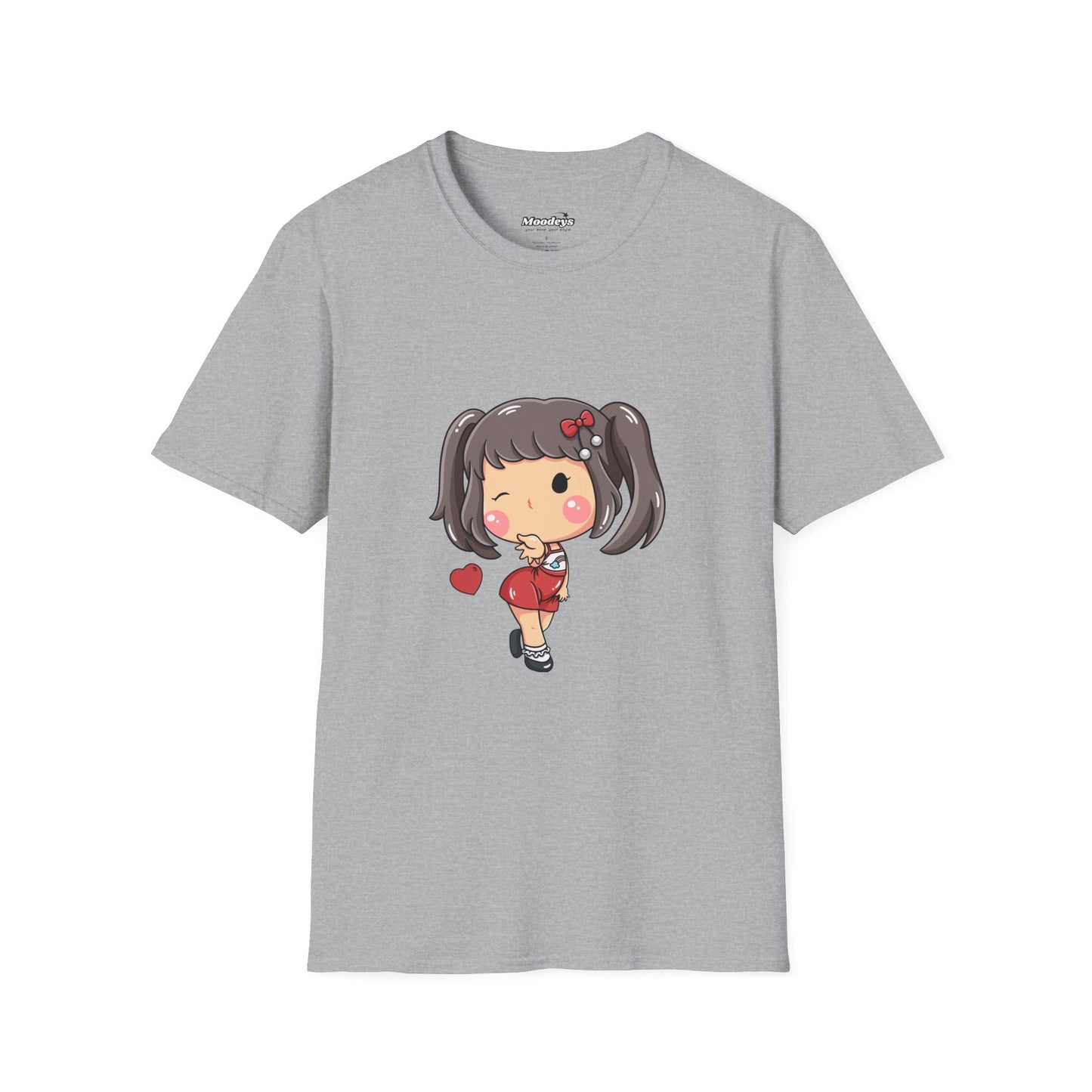 Kawaii Heart Girl Tee | Cute Chibi Graphic Cotton T-Shirt for Girls