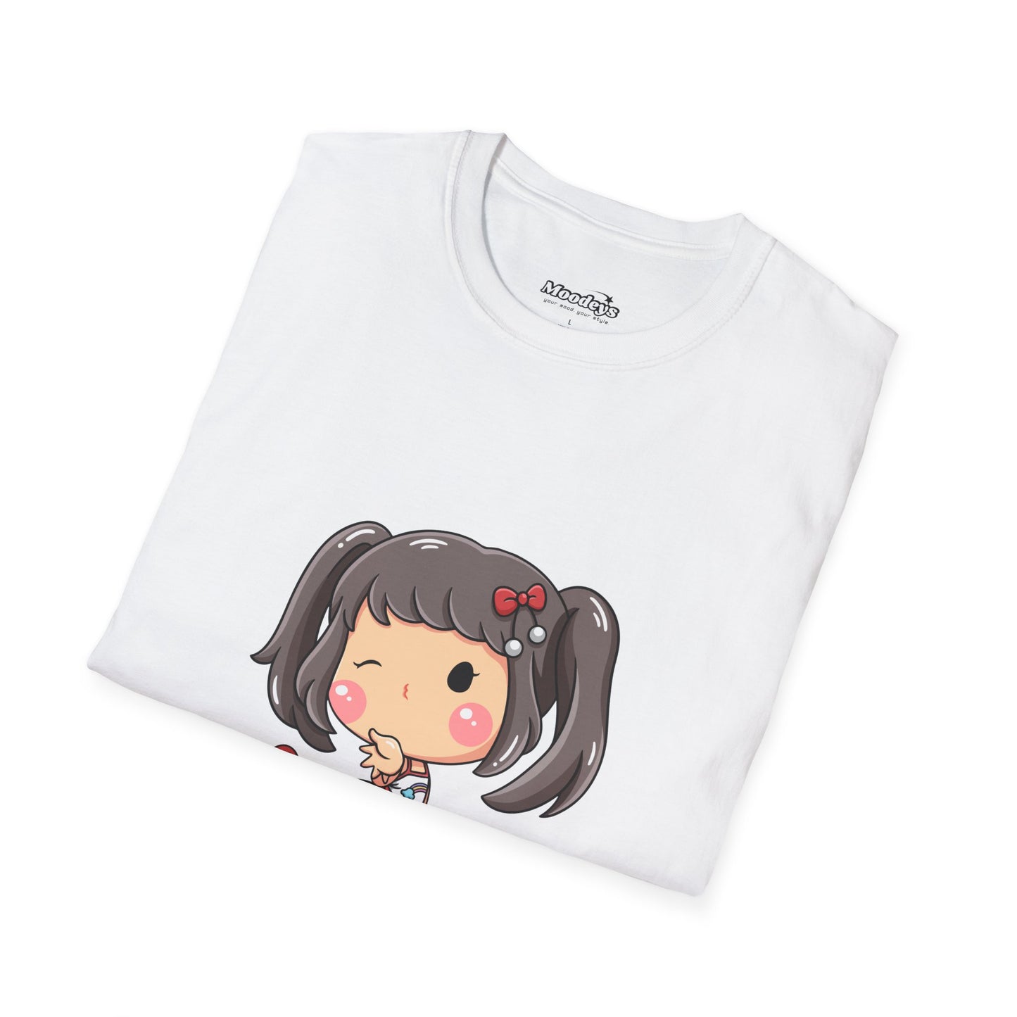 Kawaii Heart Girl Tee | Cute Chibi Graphic Cotton T-Shirt for Girls