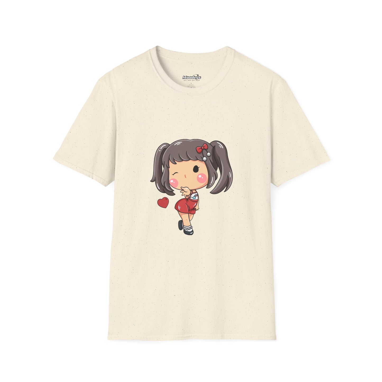 Kawaii Heart Girl Tee | Cute Chibi Graphic Cotton T-Shirt for Girls