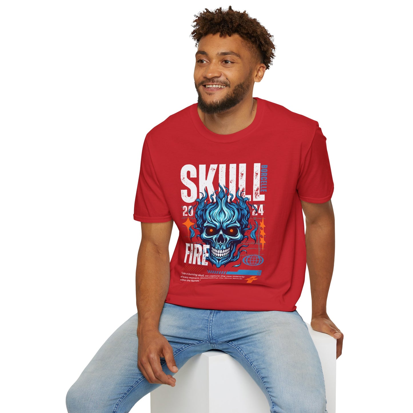 Blue Flame Skull Tee Streetwear | Graphic Cotton T-Shirt for Men & Women