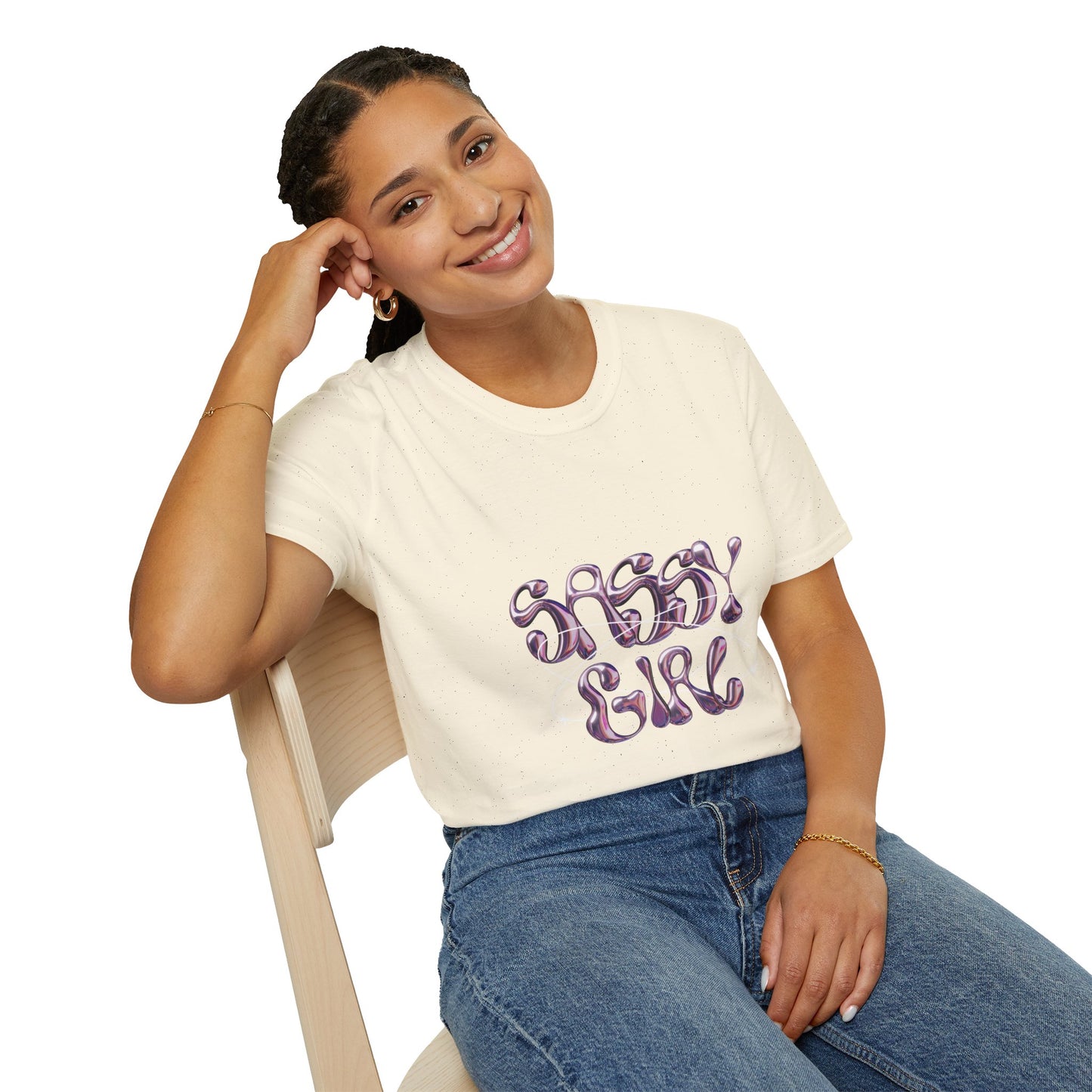 Sassy Girl Tee | Retro Swirl Graphic Cotton T-Shirt for Women