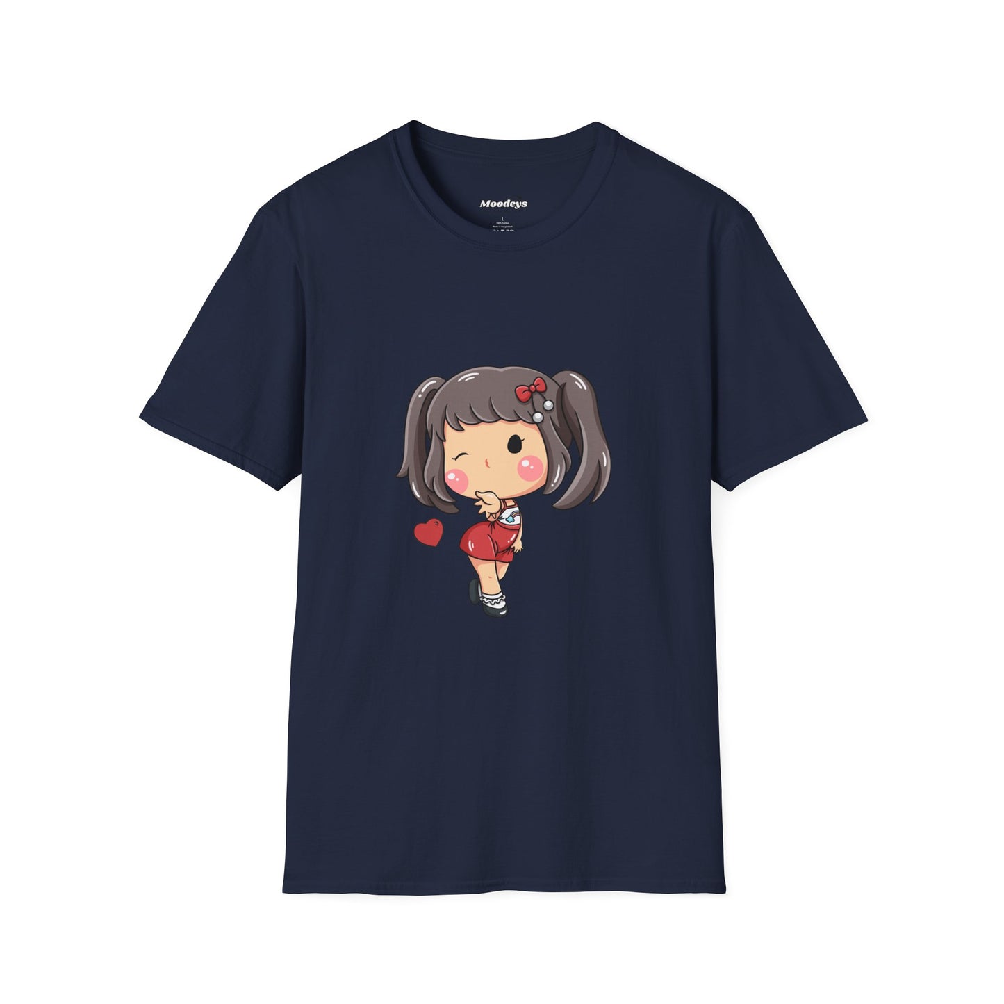 Kawaii Heart Girl Tee | Cute Chibi Graphic Cotton T-Shirt for Girls
