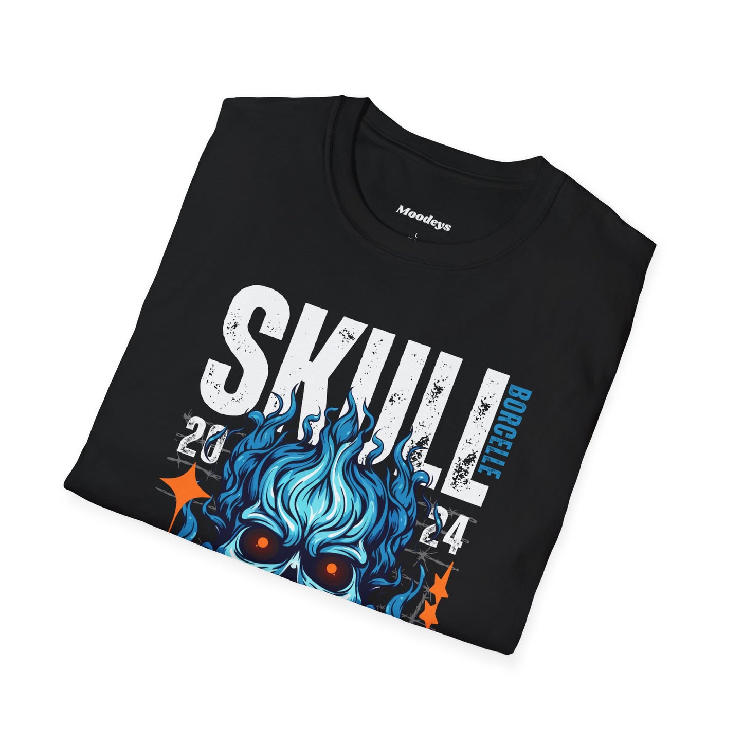 Blue Flame Skull Tee Streetwear | Graphic Cotton T-Shirt for Men & Women