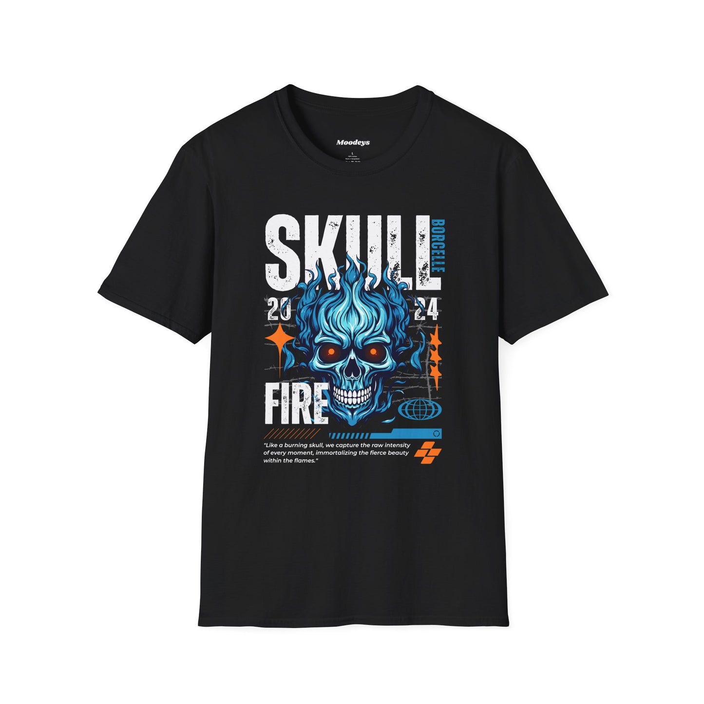 Blue Flame Skull Tee Streetwear | Graphic Cotton T-Shirt for Men & Women