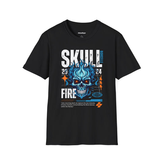 Blue Flame Skull Tee Streetwear | Graphic Cotton T-Shirt for Men & Women